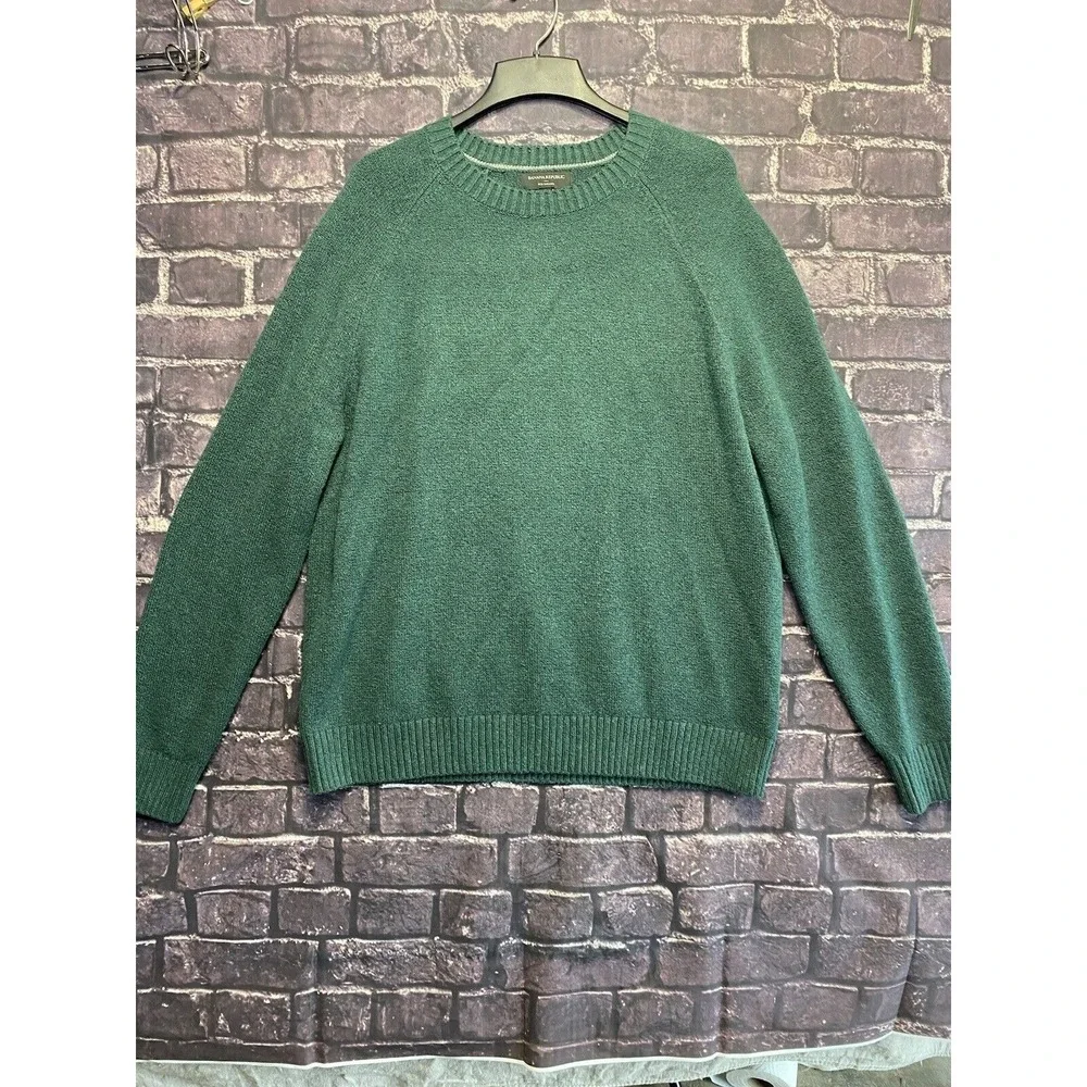 Banana Republic Eco Sweater Mens XL Green Brushed Knit Heritage Academia Classic